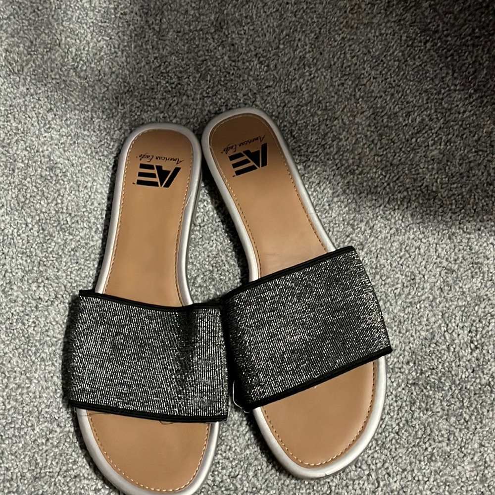 Black sparkle sandals